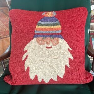 “Chandler 4 Corners” hooked wool Santa Pillow